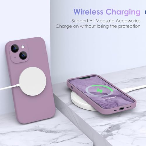 Image of DIZORO Square Candy Liquid Silicone iPhone Case Cover Compatible for iPhone 13, All Cube Series with Microfiber Lining Compatible iPhone 13 (6.1 inch) - Lilac