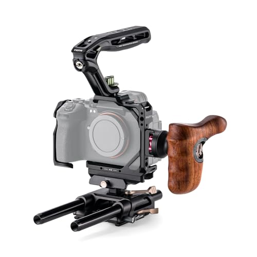 Image of Tilta Camera Cage Pro Kit Compatible with Sony A1 II & A9 III – Black | Xeno Top Handle, Wooden Side Handle, 15mm Adjustable Baseplate, HDMI Clamp | Professional Modular Video Rig | Ergonomic Comfort