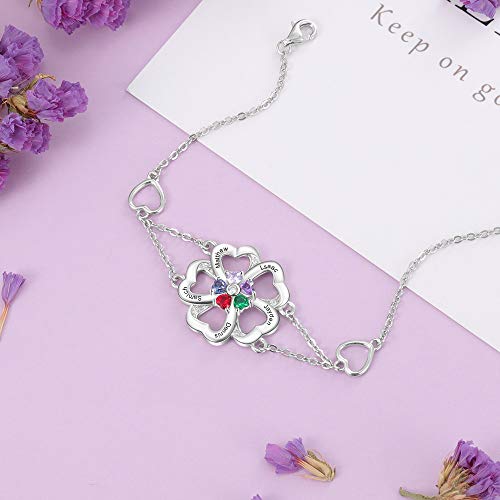 Kaululu Personalized Simulated Birthstone 5 Name Anklet Custom Bracelet For Women Girls Mothers Day (Style 5) #TOP3