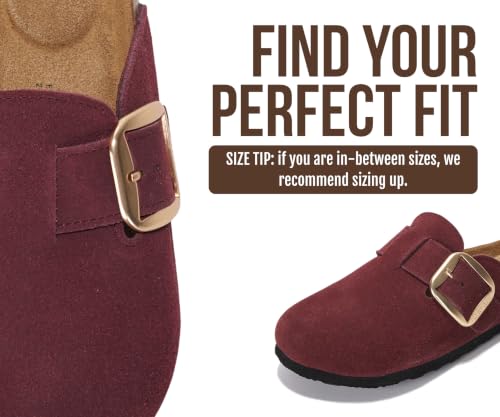 Image of Project Cloud 100% Genuine Leather Clogs for Women Shoes - Memory Foam Insole, Non-Slip & Natural Cork Footbed Arch Support Big Buckle Womens Clogs and Mules Footwear (Manchester)