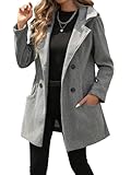 Onsoyours Winterjacke Damen Wintermantel Mantel übergangsjacke Elegante Lange Wollmantel Winter Jacke Parka A Grau M