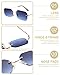 Pro Acme Rimless Rectangle Sunglasses Small Frameless Blue Tinted Shades Glasses Men Women Retro Retro Fashion(blue)