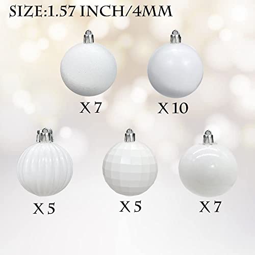 Aogu 48 Inch Faux Fur Christmas Tree Skirt White Plush Skirt And 34 Pcs 1.57'' Christmas Balls Ornaments #TOP3