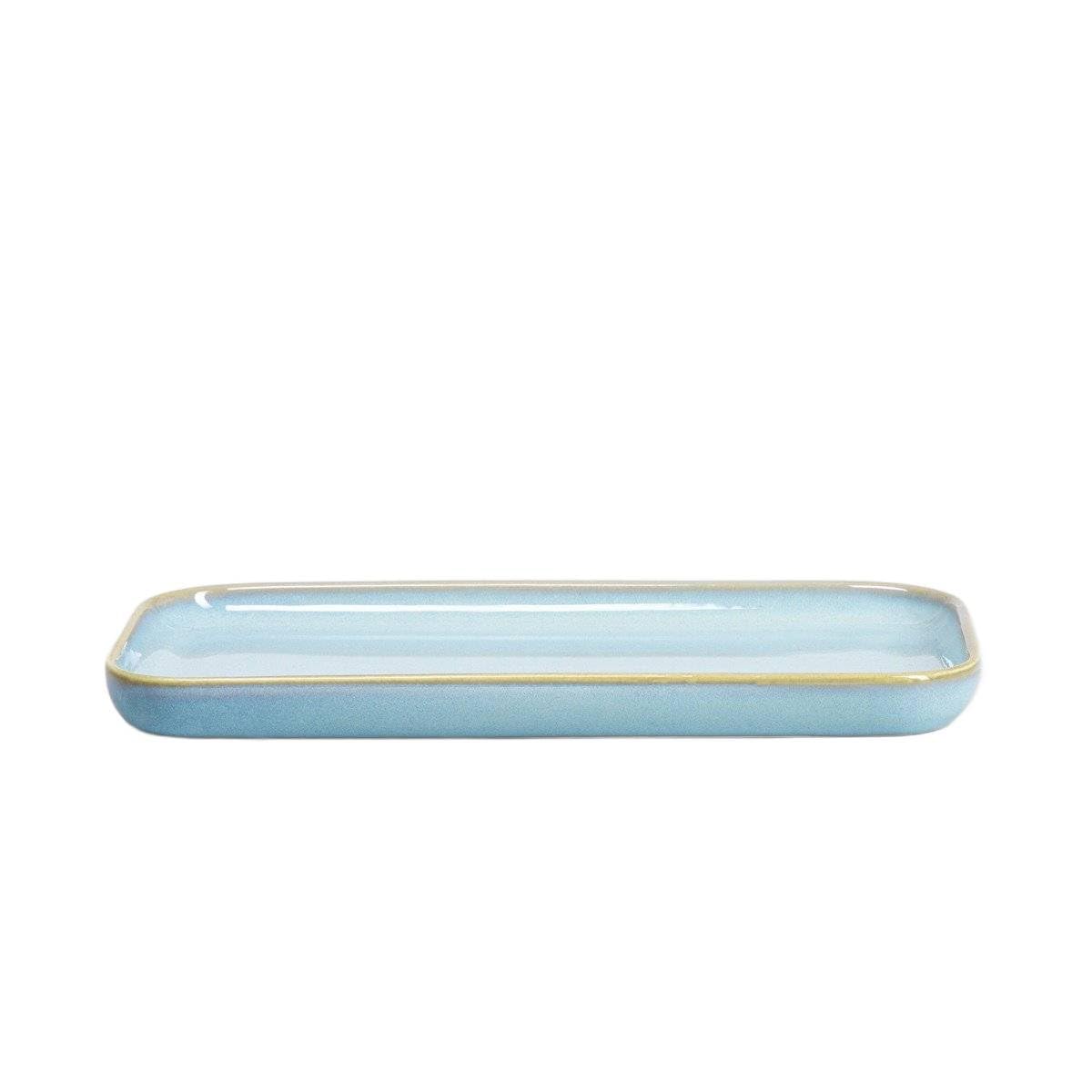 HOMLA OKINAWA Sushi-Teller 25x13 cm türkis Spülmaschinenfest Steingut