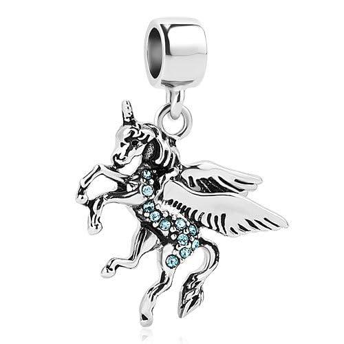 Abalorio de unicornio para pulseras compatibles con Pandora de cobre para mujer