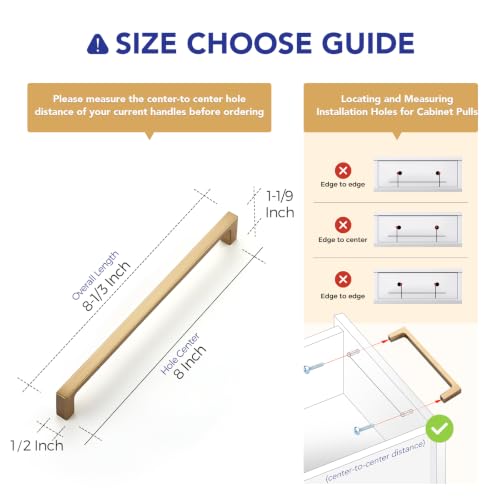 Image of Ravinte Champagne Bronze Kitchen Square Cabinet Handles 8 Inch 10 Pack