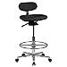 Profi Arbeitsstuhl LOUISIANA höhenverstellbar mit Rollen Stoff Schwarz | Drehstuhl mit Ringfußstütze 60-85 cm hoch | Stehhilfe ohne Armlehnen