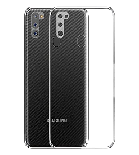 Image of Soft Flexible Silicone Back Cover Compatible with Samsung Galaxy M21 2021, Transparent Case
