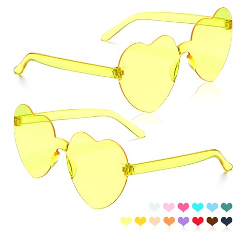 Yellow Heart Sunglasses Heart Shaped Sunglasses Yellow Glasses Festival Sunglasses For Women Halloween Party Favors Bachelorette Sunglasses Rave Sunglasses For Women 70s Sunglasses Flamingo Sunglasses