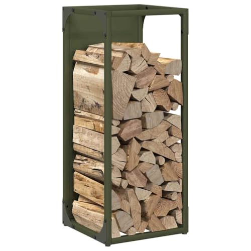 Rangement peu encombrant vert olive pour bûches et bois de cheminée - 4