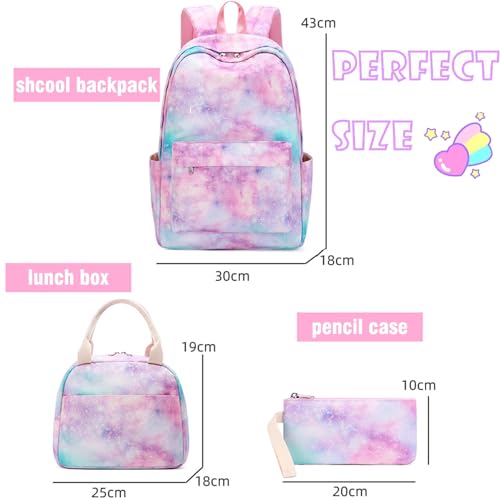 Kidoomeeloo Mochila escolar para adolescentes e meninas com lancheira, mochila para laptop para meni