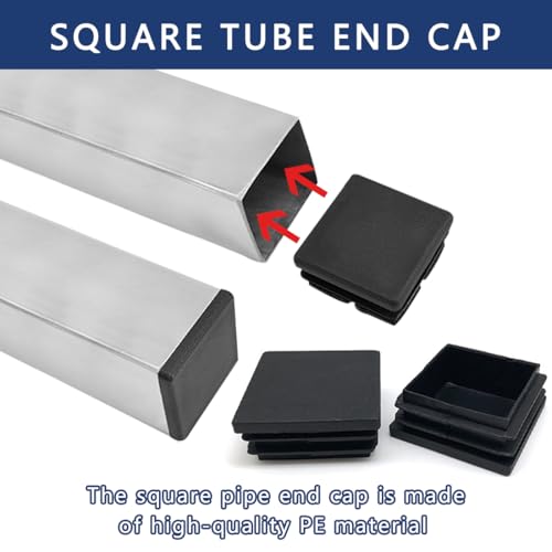 Miniatura 3 de Eiyvpra 10 Pcs Tapones Laminares 40x40mm Para Tubo Cuadrado, Plástico Pe, Para Tubos De Acero, Acero Inoxidable, Aluminio Y Perfiles De Aluminio, Cuadrados Negros