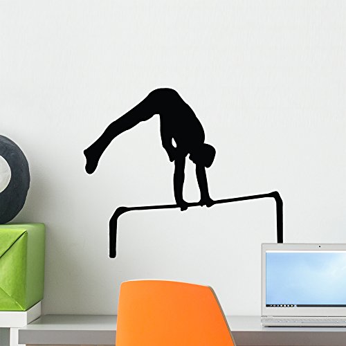 Wallmonkeys WM64872 Gymnastics Silhouette Style Single Bar Flip Peel and Stick Wall Decals, 18" W x 17" H-Small