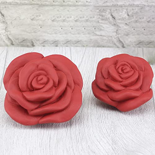 STEINFIGUREN SPICKER Steinfigur Rose Rosenblüte 2er Set, Blüte, Blume, Steinguss, Gartenfigur, Stein, Rot