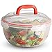 Komax Biokips Set of 2 Large Salad Bowls with Lids – 4.2 Qt Airtight Plastic Food Storage Containers – BPA-Free Salad Bowl with Lid that Locks – Microwave & Dishwasher Safe Salad Mixing Bowls