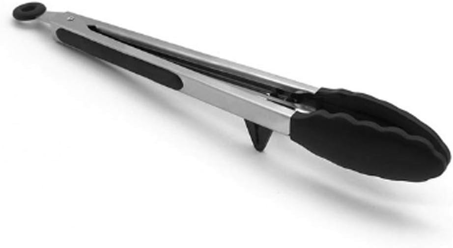 Kitchen Cooking Tongs High Temperature Resistant Stainless Steel Barbecue with Silicone(12 inch)