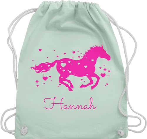 Turnbeutel Rucksack - Pferd - Pferde Geschenk Mädchen - Unisize - Pastell Grün - kindergarten pferderucksäcke pferden horse beutel schule pferderucksack pferdemotiv sportbeutel maedchen