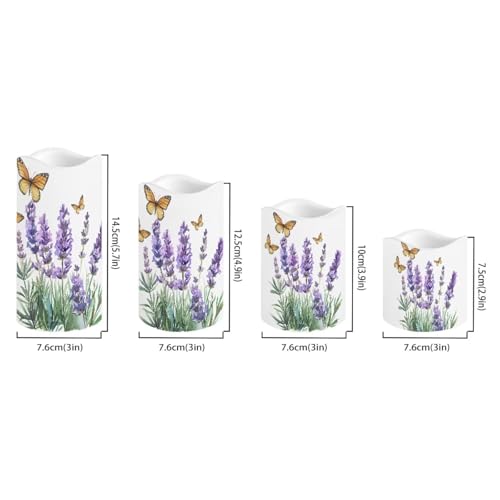 Image of Lavender Butterfly Flameless Candles Bulk Timer Battery Operated Candles with Remote Color Changing Electric Pillar Led Candles Room Home Dining Table Decorations Tea Light