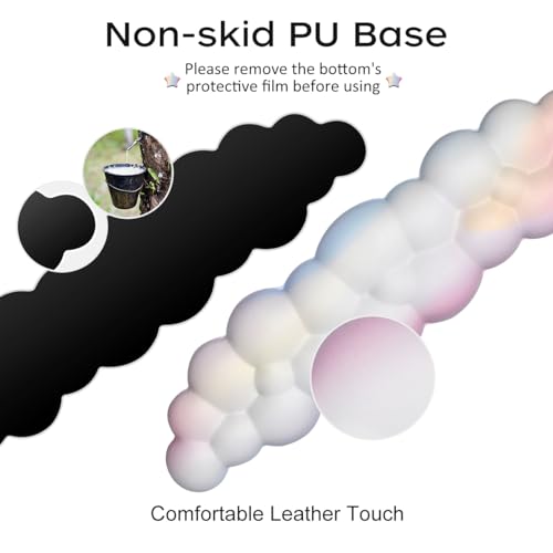 Image of JIKIOU Upgrade Leather Cloud Wrist Rest for Keyboard and Mouse & Cup Pad | Wish Gift-Cute Cloud Shape, Comfortable and don't Irritate to Skin, Non-Slip PU Base,Soft Memory Foam filled for Pain Relief