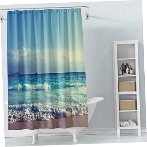 Rideau de douche étanche anti-projections motif plage pour préserver votre sol - 6