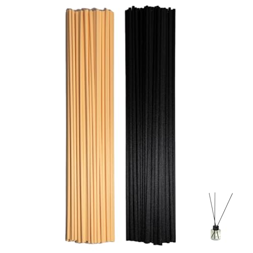 100 Pcs Diffuser Sticks Replacement, 25 x 0.3cm Polyester Refill Sticks for Home Stylists and Aromatherapy Enthusiasts, Reed Diffuser Refill for Home Bathroom Office Bedroom Decor (Natural, Black