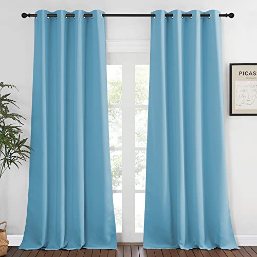 NICETOWN Thermal Insulated Blackout Curtain - (Teal Blue Color) Thermal Insulated Window Treatment Drape, Room Darkening Modern Drapery for Boy's Room,52x95 inches, One Panel