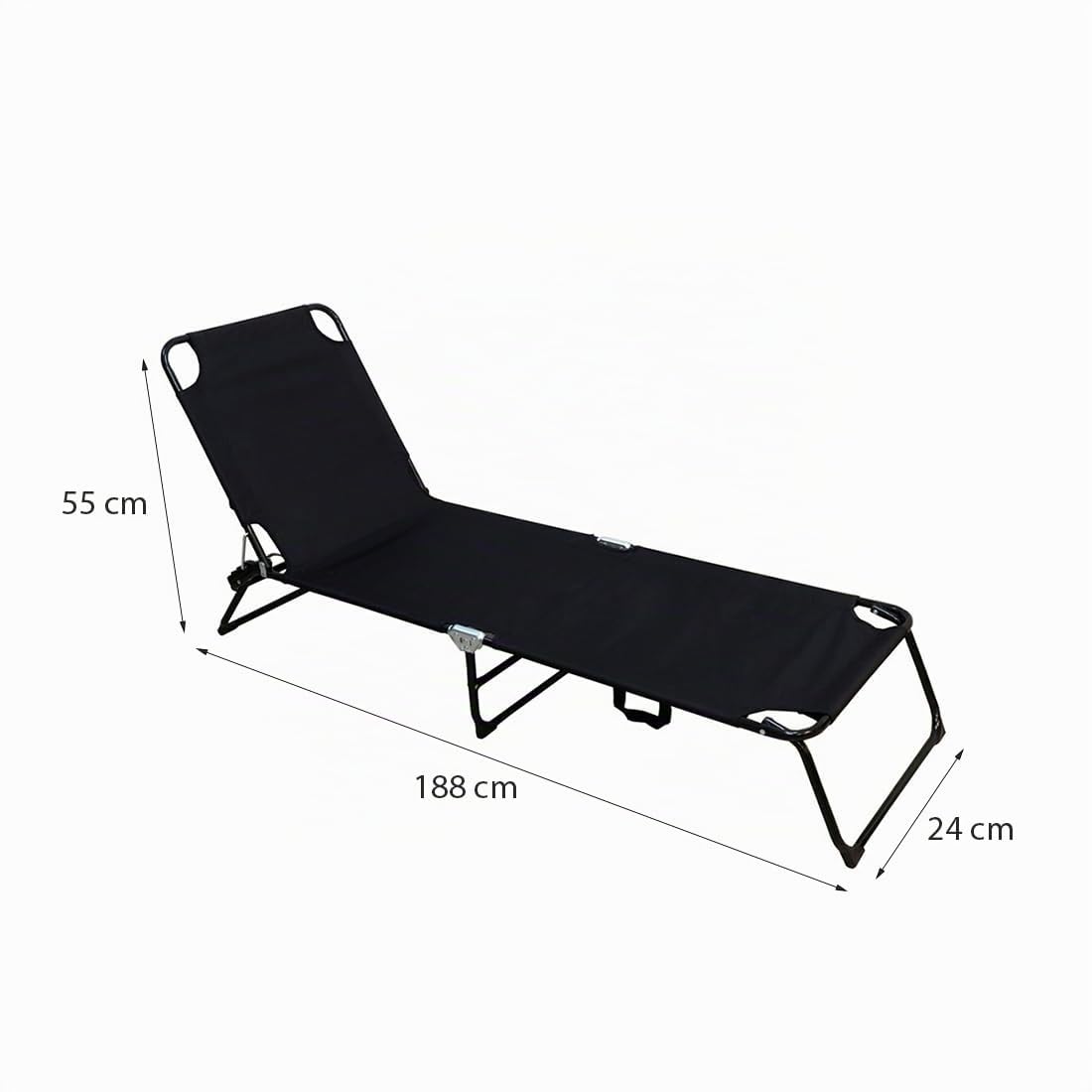 Acomoda Textil – Tumbona de Jardín Plegable y Reclinable en 3 Posiciones. Hamaca Cómoda y Resistente para Playa, Piscina, Jardín y Terraza Negro 188x55x24 cm.