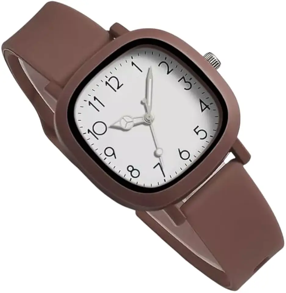 Relógio Feminino Quadrado Analógico, Pulseira de Silicone, Mostrador Esportivo, 3 Cores