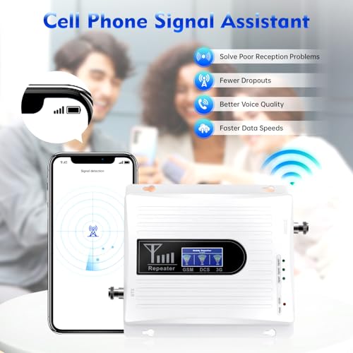 Liffshsy Cell Phone Signal Booster for Home| Up to 5000 Sq Ft|for 2G/3G/4G Triple-Band GSM 900/1800/2100MHZ Mobile Signal-Repeater Antenne |65dB Cell Phone Signal Booster Repeater Kit 20A-GDW