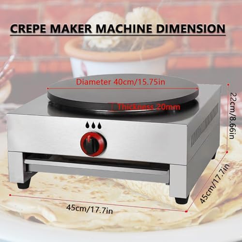 Kommerzieller Gas-Crêpe-Maker, Crêpe-Maschine mit einem Kopf, mit 40 cm großen Gusseisenplatten, Schlackenauffangschale, Antihaft-Pfanne, für Eier, Pfannkuchen – Bild 6