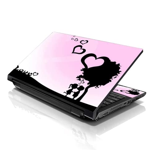 Image of LSS 17 17.3 Inches Laptop Notebook Skin Sticker with 2 Wrist Pads - Reusable Cover Protector Vinyl Sticker Cover Decal Fits 17 inch - 19 inch HP Asus Acer Samsung - Love Night Heart Pattern