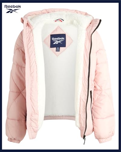 Image of Reebok Girls Heavyweight Quilted Cropped Puffer Parka with Sherpa Lining