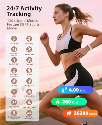EGQINR-Smart-Bracelet-24H-Sleep-Tracker-All-Day-Continuous-Heart-Rate-Blood-Pressure-Stress-HRV-Monitor-120-Sport-Modes-Smart-Wristband-with-Free-APP-2-Bands