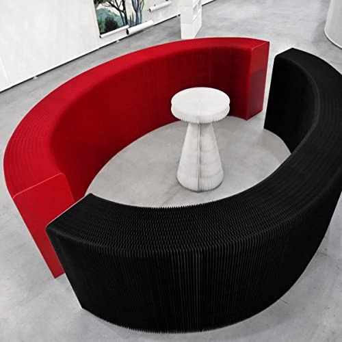 Stooly Domino - Banque d'accueil Pliante Extensible 5m Noir Onyx avec 12 Plateaux en plexiglass - Banque d'accueil Carton Moderne et Design Cover