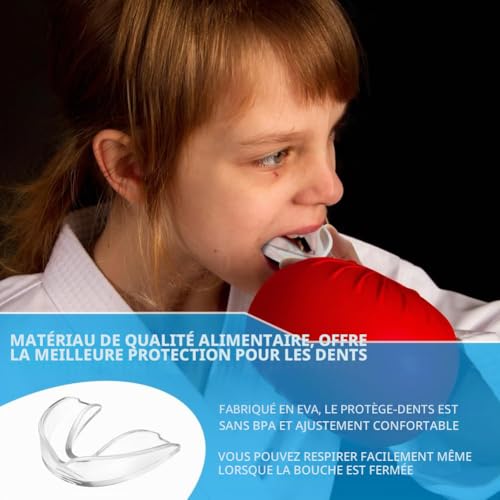 Flintronic Lot de 2 Protege Dents Boxe pour Enfants, Protège-dents Mixte Enfants Protège Dent Boxe, Protège-Dents Sport avec Boîte Portable, Taille Unique – vue 5
