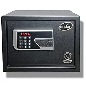 Maxwel Safe (15 Litres) Digital Electronic Lock Box | Safes for Storage | Money Box | Lockbox with Key | Home Safe & Hotel Safe | Steel Lockers for Cash Jewelry Important Documents - 15 Litres