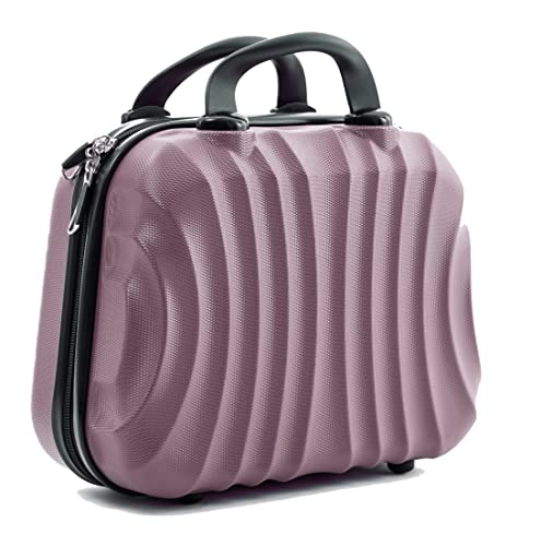 R.Leone Valigia da 1 pezzo Fino a Set 4 Trolley Rigido grande, medio, bagaglio a mano e beauty case 4 ruote in ABS 2037 (Rose Gold, XS Beauty Case)