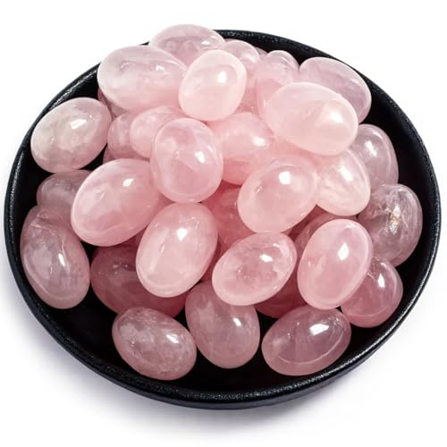 Image of Polished Stone Set Rose Quartz Crystals, 0.8 inch Handpicked Tumbled Gemstones Rocks, Pebbles for Reiki, Chakra, Healing, Home Decor