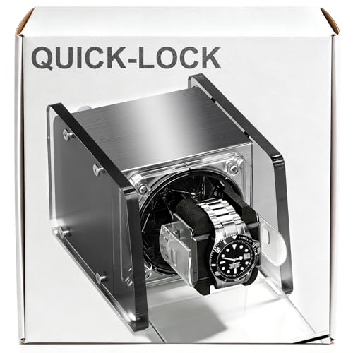 Watch Winder Smith Crystal Acrylic Single Watch Winder for Automatic Watches Downward Lid with 12-OClock Stop Fits 26mm-56mm Timepieces Ideal for Safes & Tight Spaces Gray