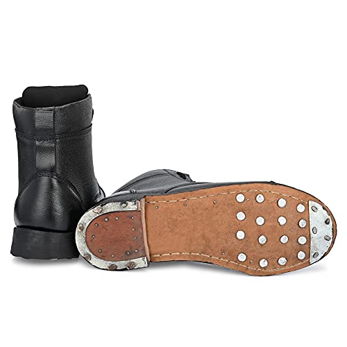 Image of OMEE GOLD Army Leather Parade & Drill Boots /Military /Tactical /Training /Trekking Black Ankle High Boots for Men