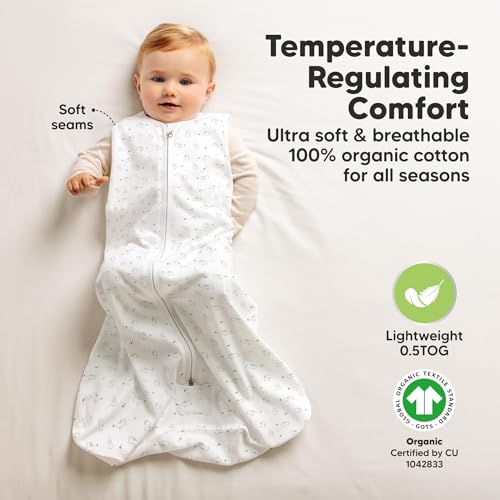 Image of 2-Pack Baby Sleep Sacks, Zipper Wearable Blanket - 100% Organic Cotton 0.5TOG, Soft Lightweight Toddler Sleeping Sack 3-6 months, Easy to Wear Newborn Swaddles Sleepsack (Bunnies, S)