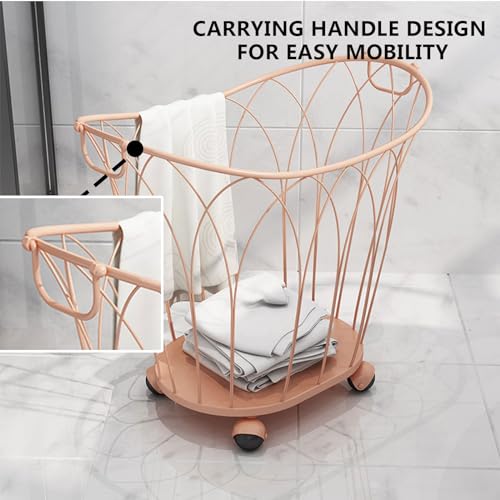 Light Luxury Iron Laundry Basket Dirty Clothes Basket Dirty with Pulleys High Value Modern Style Suitable for Home Hotel