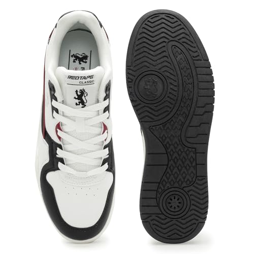 Image of Red Tape Men's Sneakers Black Pu Round Toe Lace-Up Easy Movement