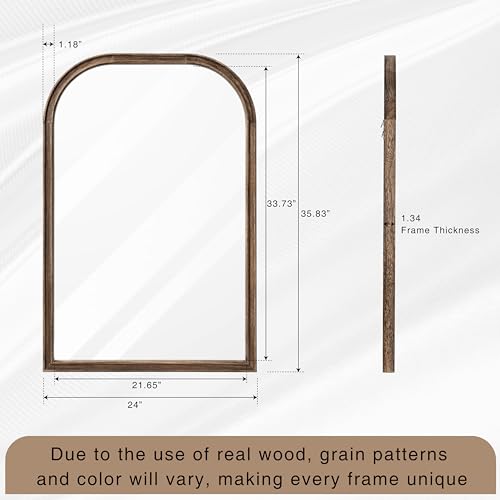 Acovy 24 Inchx36 Inch Solid Wood Bathroom Mirror Tempered Glass For Wall Mounted thumb #5