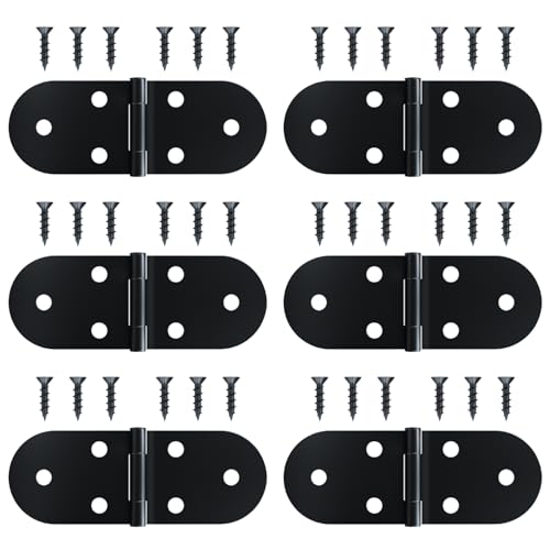 YUNPYCHY Cerniera Pieghevole 270 Gradi, 6 Pezzi Cerniere Pieghevoli a Ribalta, Cerniere a Flip in Acciaio Inox, Cerniera Flip Top Nera con 36 Viti per Armadio, Casse di Legno, Porte