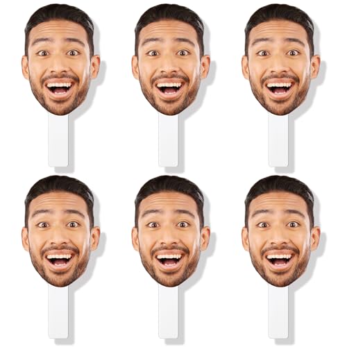 Big Dot of Happiness Fun Face Cutout Paddles - Custom Face on Stick Kit, Personalized Photo Booth & Fan Props, Upload 1 Photo, Unique Party Keepsakes - 6 pc