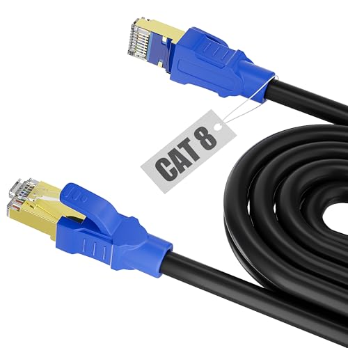 Soibke LAN Kabel 5 meter Cat 8,Netzwerkkabel 5m Cat 8, 40Gbps Lan Kabel Patchkabel Datenkabel Ethernet Kabel 5m Hochgeschwindigkeits Wasserdicht RJ45 CAT8 SFTP PIMF Schirmung 40000 Mbits (5Clips)