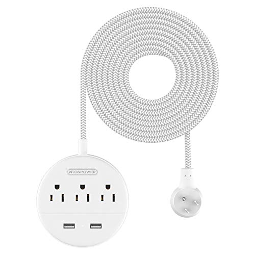 NTONPOWER 15' Braided Flat Plug Power Strip w/ 3 Outlets - image 1