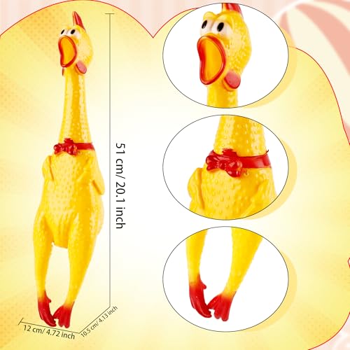 2 Pack 22 Inch Crazy Huge Squeeze Screaming Rubber Chicken Yellow Squawking Chicken Rubber Squeaky Chicken Toy for Kids Adults Dogs Pets Prank Novelty Toy - Image 2