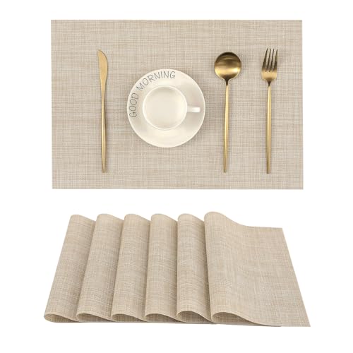 Leetaltree Beige Placemats Set of 6 -...